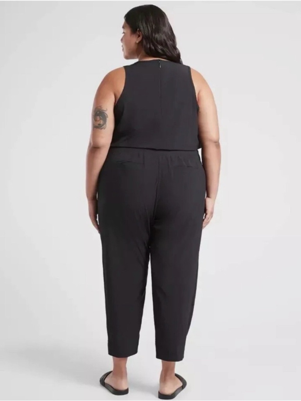 Athleta Brooklyn Jumpsuit Black Size 24 Wide Leg Stretch Travel Career Pockets - Picture 2 of 10